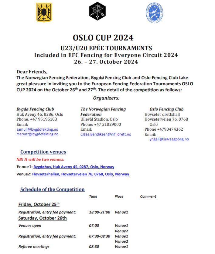 OF og Bygdø FK skal arrangere U23 Oslo Cup lørdag 26 og søndag 27 oktober 2024